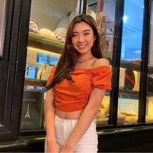 Orange Over the Shoulder Crop Top